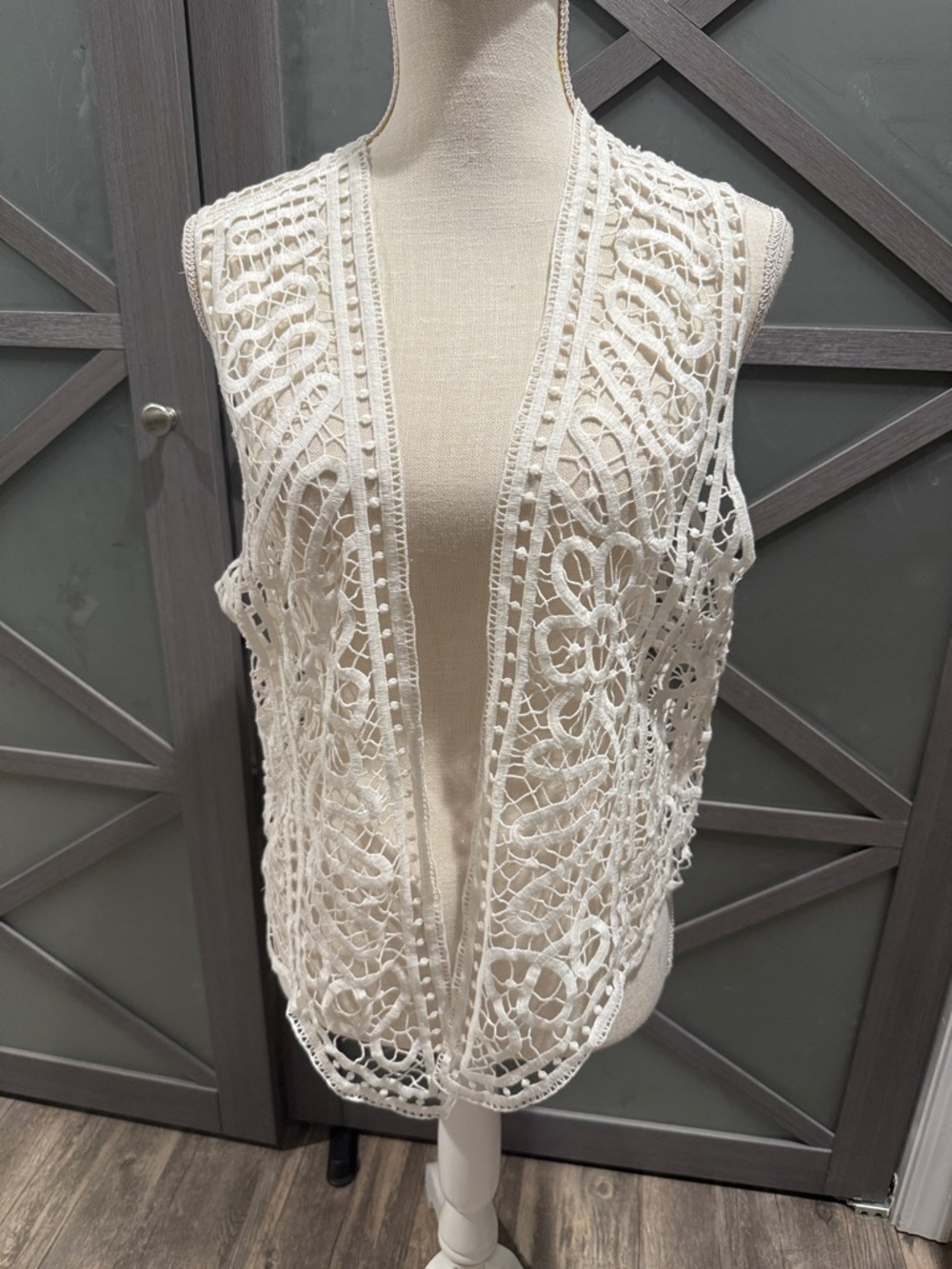 Chico’s Crochet Lace Open Front Vest